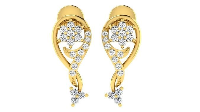 solitaire women earring 3dm stl obj fbx renders details 3djewelry beautiful brilliant cad diamond elegant engagement fashion gem gold platinum jewelry jewelryprint jewelrywax precious printversion silver wedding earrings studs 3D print model - Mito3D