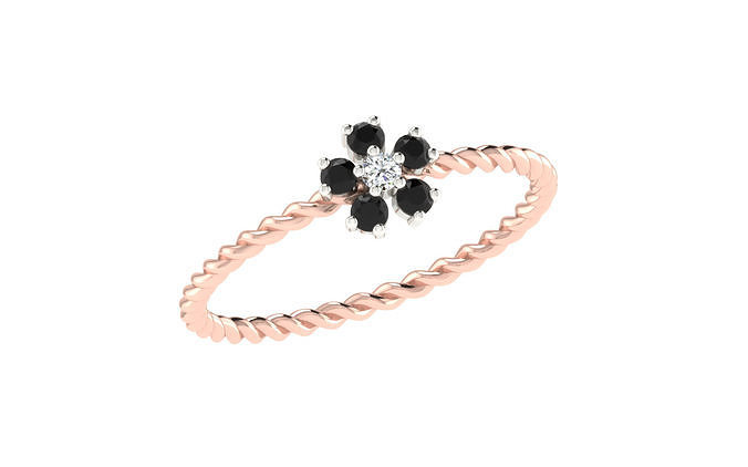 solitaire femmes engagement mariage tordu bague anneaux bijou bijoux diamant imprimable or étoile lumière poids minimaliste wt argent 3D print model - Mito3D