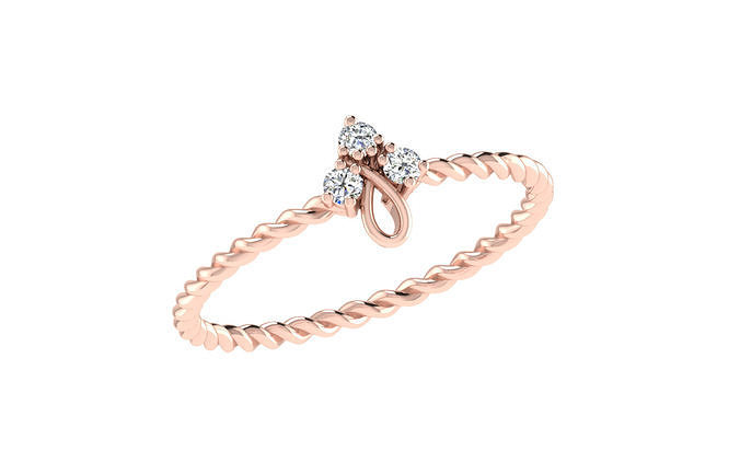 solitário mulheres noivado Casamento torcido anel argolas esterlina imprimível diamante platina brilhante jóia jóias prata joalheria delicado luz ouro branco 3D print model - Mito3D