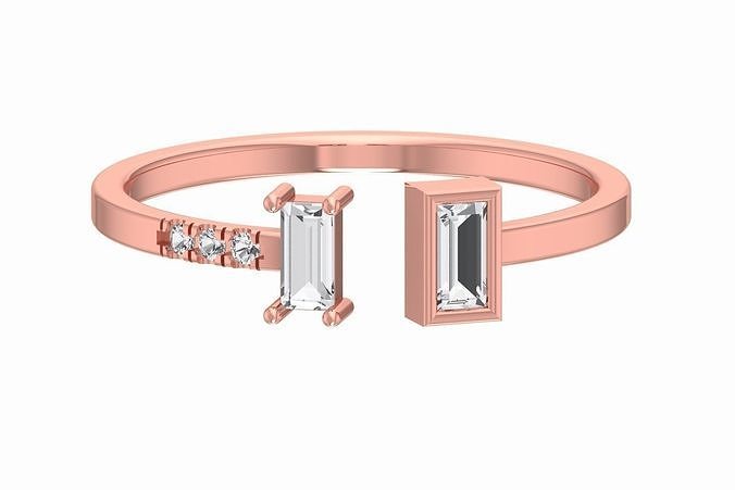 solitario donne luce peso baguette calcolo gruppo musicale squillare gioielleria platino Fidanzamento nuziale anello stampabile anelli diamante oro nozze moda anniversario 3D print model - Mito3D