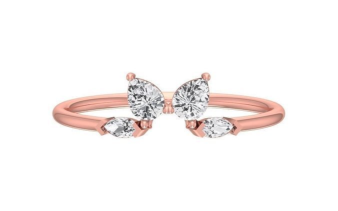 solitaire femmes lumière poids bande bague bijoux platine engagement mariée imprimable précieux anneaux diamant or mariage mode 3D print model - Mito3D