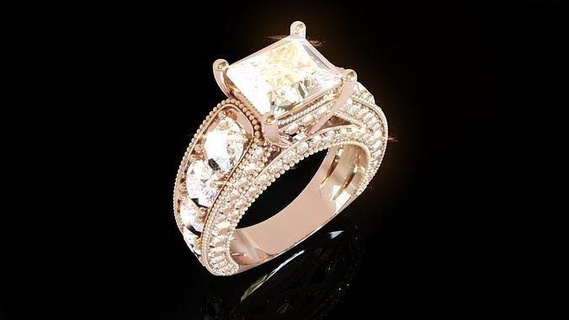 solitaire femmes bague bijoux bijou imprimable anneaux diamant gemme or argent platine mode mariage engagement 3d print model - Mito3D