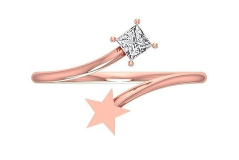 Solitaire KADIN star grup yüzük takı platin nişan gelin yüzüğü tek taş yazdırılabilir değerli yüzükler elmas altın düğün moda 3d print model - Mito3D