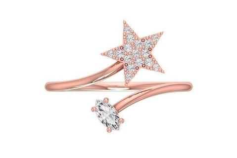 solitario donne stella gruppo musicale squillare gioielleria platino Fidanzamento nuziale anello stampabile prezioso anelli diamante oro nozze moda 3d print model - Mito3D