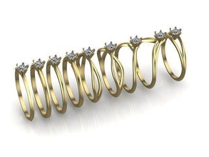 solitaires 9 bandes forme unique anneaux solitaire bague diamant or imprimable engagement mariage mode bijou argent bijoux 3d print model - Mito3D