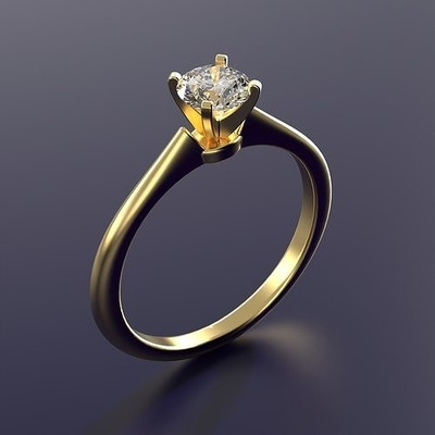 solitário noivado anel 4 prong 005 joalheria argolas ouro diamante casamento imprimível prata jóia moda jóias beleza gema 3d print model - Mito3D