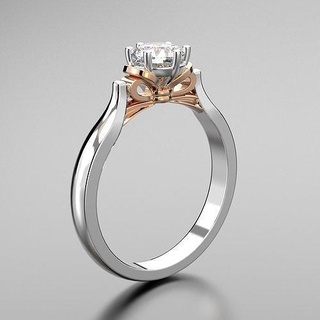 solitario Fidanzamento squillare dual tono 013 3d Stampa modello gioielleria anelli oro stampabile diamante argento nozze lusso moda design brillante platino gemma gioiello 3d print model - Mito3D