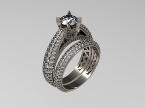 soliter anillo 3d impresión modelo 186 joyería joya lujo libra esterlina plata oro imprimible compromiso diamante Boda Moda belleza solitario esposas platino anillos 3d print model - Mito3D