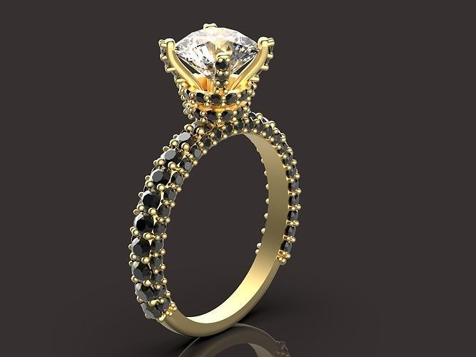 soliter bague argent or impression bijoux luxe gemme platine mariage mode imprimable brillant diamant engagement beauté sterling jaber anneaux 3D print model - Mito3D