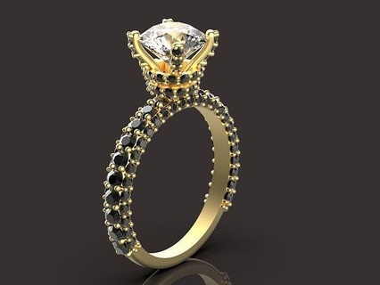 Soliter Ring Silber Gold drucken Schmuck Luxus Juwel Platin Hochzeit Mode druckbar brillant Diamant Engagement Schönheit Sterling leuchtenden Jaber Ringe 3d print model - Mito3D