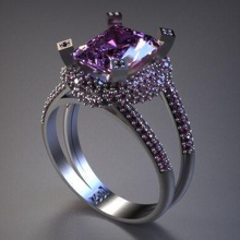 le solitaire bague de l'anneau bijoux diamant d'argent imprimable l'engagement joyau gem mariage la livre sterling anneau mode brillant en blanc or platine engagem les anneaux 3d print model - Mito3D