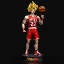 hijo goku continuar pelota anime manga personaje hombre masculino escultura estatua figuritas combatiente acción juego súper saiyajin sla imprimible baloncesto nba arte esculturas 3d print model - Mito3D