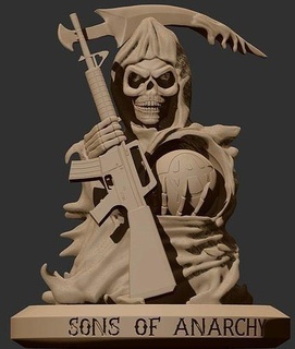 sons of anarch sonsofanarch skull ball zbrush modeling sculpture blender render foice weapon statue architecture figure monument culture ancient art sculptures 3d print model - Mito3D