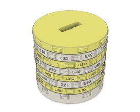 clasificación cerdito banco dólar estadounidense talla l moneda clasificador caja monedas envase dinero casa accesorios 3d print model - Mito3D