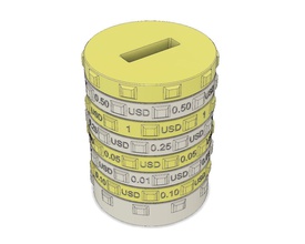 clasificación cerdito banco dólar estadounidense talla s moneda clasificador caja monedas envase dinero casa accesorios 3d print model - Mito3D