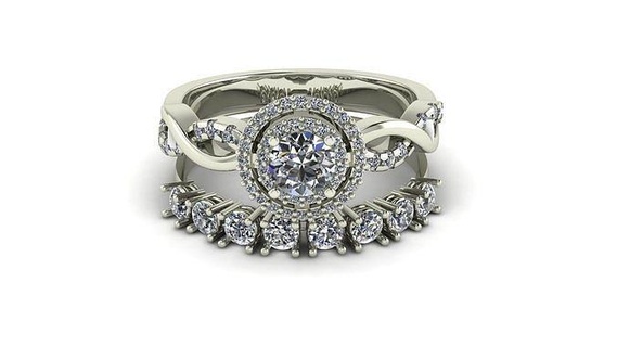 almas gemelas engagement Boda anillo joyería joya oro blanco anillos 3d print model - Mito3D