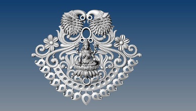 Sud Inde bijoux Dieu pendentif 3d impression modèle laxmi 3D or argent Ganesha imprimable pendentifs 3d print model - Mito3D