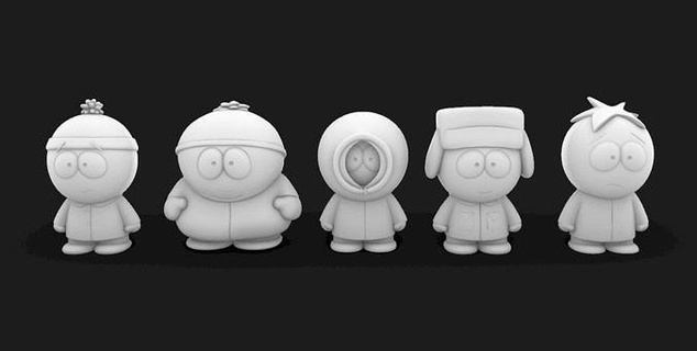 sur parque acción figura Stan Kenny mantequillas kyle cartman escultura figurilla dibujos animados estatua figuritas miniaturas Sur imprimible Arte esculturas 3d print model - Mito3D