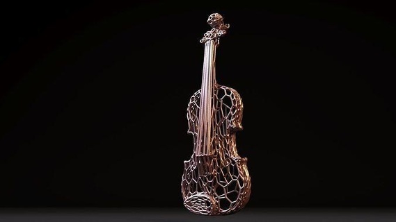 lembrança violino decoração esculturas estatuetas arte wireframe Voronoi luminária fio Projeto casa 3d print model - Mito3D
