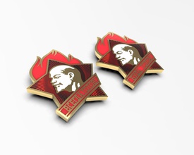 soviet pioneer lenin badges jewelry pioner ussr heritage communist communism socialism socialistic fashion joke design precious gold silver platinum cnc printable badge enamel cufflinks 3d print model - Mito3D