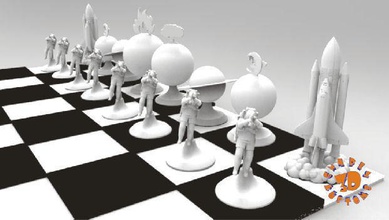 space travel chess set print add magnets games toys board 3d print model - Mito3D