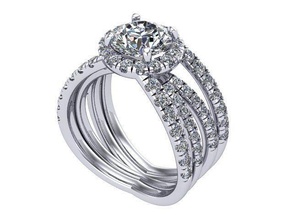 spaced halo ring diamond golden silver jewelry rings 3d print model - Mito3D