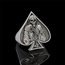 pá crânio anel joalheria jóias silver925 prata escultura gótico esqueleto diabo argolas personalizadas 3d print model - Mito3D