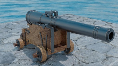 spagnolo cannone militare pistola artiglieria cannoniere artigliere ordigni proiettile batteria armi esercito britannico barca vela morser medival passatempo fai 3d print model - Mito3D