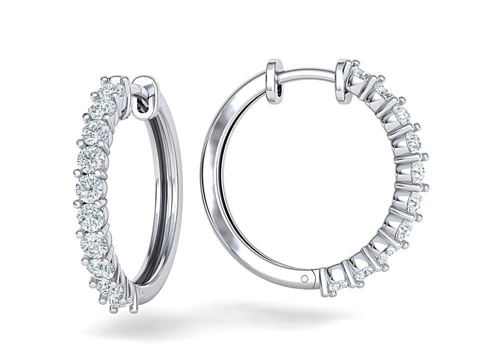 sparkling diamond orecchini a cerchio 20mm dimensioni 3dmodel gioielli hoop rotondi diamante gli usa il canada israele 14k brillante personalizzato orecchino 3dmoel giftforher i diamanti argento cad stampabile 3D print model - Mito3D