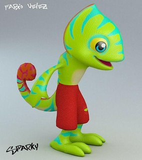 scintillante camaleon camaleonte video gioco personaje animato carattere arte sculture 3d print model - Mito3D