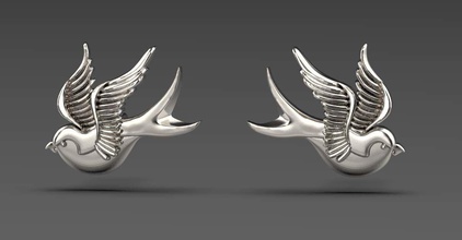 passero orecchini uccelli sculture becco cielo volare tit ciuffolotto usignolo miniature uccello gioielleria oro argento ingoiare 3d print model - Mito3D