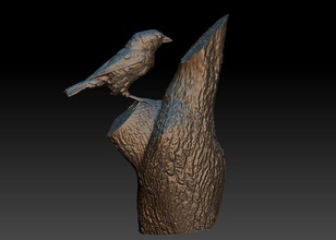 serçe a ağaç 3dmodel 3dprint yazdırılabilir heykelcik heykel hatıra kuş metal bronz odun şekil doğa sanat minyatürler heykeller 3d print model - Mito3D