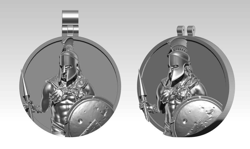 sparta pendant detailed realistic leonid king warrior jewel jewelry jewellery silver wax rome gladiator fighter man force printable spartacus hollywood necklace chain pendants 3D print model - Mito3D