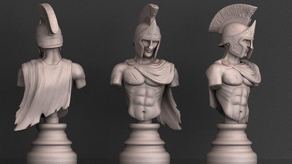 espartano busto escultura Arte estatua personaje miniatura figurilla Esparta guerrero decoración figura hombre griego soldado esculturas 3d print model - Mito3D
