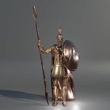 spartan or greek warrior ancient statue 3d printing status assassin creed odyssey solider general ubisoft shield armor helmet art sword weapon spear sculptures 3d print model - Mito3D