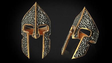 spartiate casque bague sparte troy gladiateur grec damassé acier ancien rome armure bijoux anneaux colisée bijou 3d print model - Mito3D