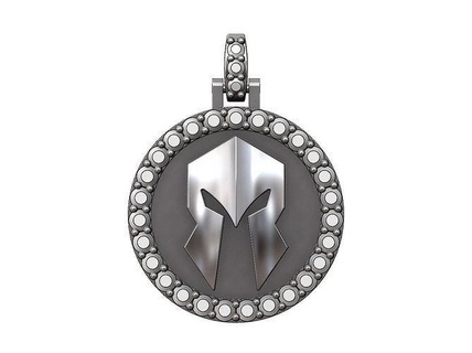 spartan helmet diamond pendant bail jewelry printable gold silver jewellery necklace sterling charm bracelet men luxury warrior fashion greek greece platinum pendants 3d print model - Mito3D