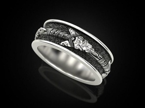 lança anel joalheria impressão 3dprinted jóias imprimível argolas projeto dourado ouro prototipagem prata casamento motociclista escurecimento textura movimento 3d print model - Mito3D