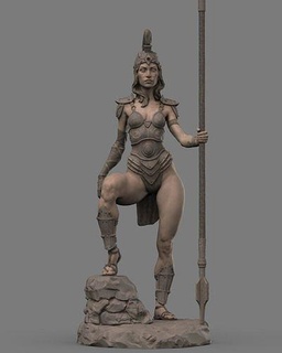 spearwoman 3d print model figure 3dprint printable figurines miniatures boardgames female fantasy woman girl spear detailed sculpture body anatomy zbrush beautiful art sculptures 3d print model - Mito3D