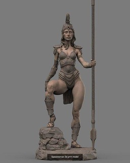 spearwoman figure bust sculpture sculptures 3dprint anatomy art woman zbrush spear 3d beautiful character body detailed fantasy female figurines girl miniatures 3d print model - Mito3D