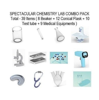 spectacular chemistry lab combo pack biology science hospital health clinic surgical laboratory beaker test tube microscope tubes flask glass equipments 3d print model - Mito3D