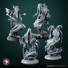 specters set 4 miniatures 32mm pre-supported tabletop wraith undead fantasy fictional creature grave phantom 3dminiature 3dprinting presupported dnd pathfinder wargame warhammer toys games board 3d print model - Mito3D