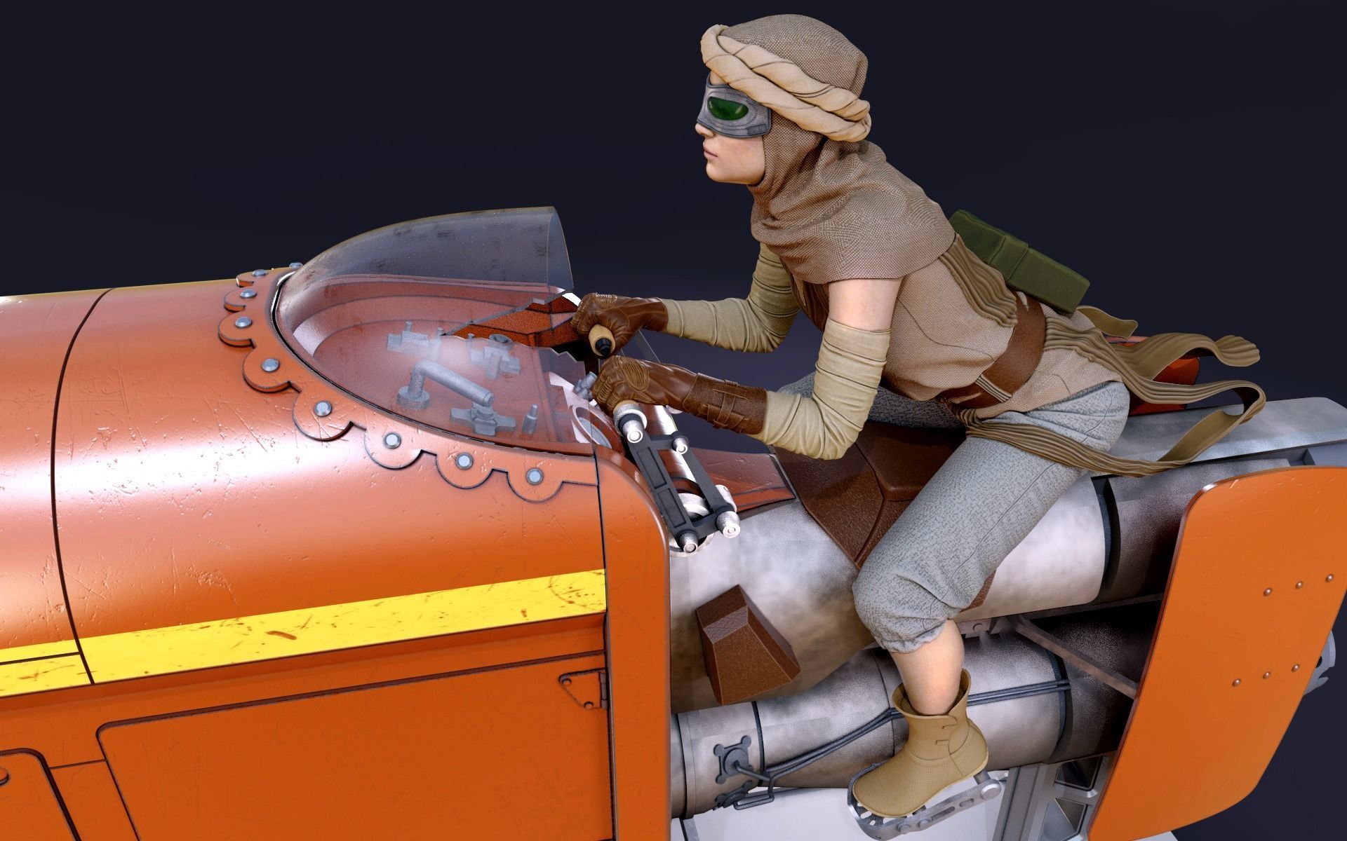 speeder rey starwars 3dprint vehicle science technology print printable star wars bike jakku landspeeder hobby diy 3D print model - Mito3D