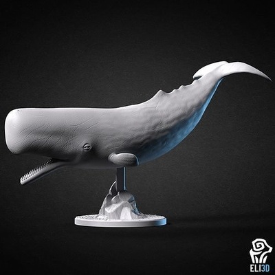 sperm balina hayvan hayvanlar heykel minyatür şekil yaban hayatı sanat heykeller okyanus deniz 3d print model - Mito3D