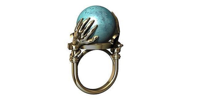 sphère mains bague celtique nordique yoga méditation mode esfera perle bras œil olho mystique bijoux anneaux 3d print model - Mito3D