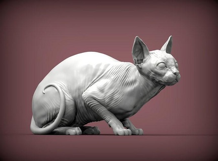 sfinge gatto animale mammifero selvaggio domestico gattino natura scultura statuetta souvenir presente 3d Stampa modello arte sculture Egitto Calvo 3d print model - Mito3D