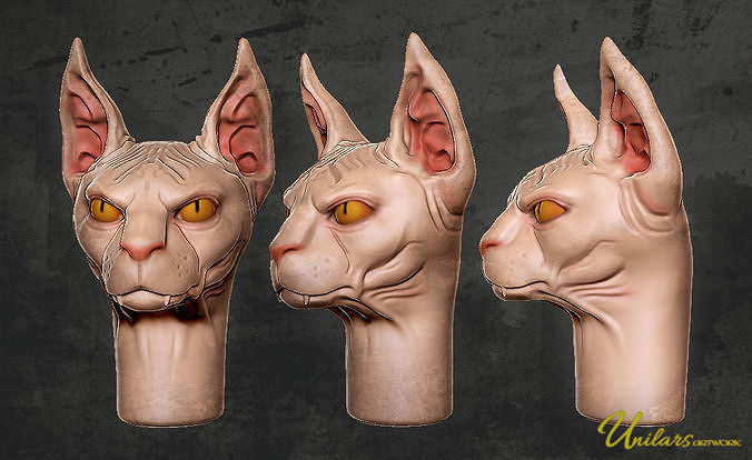 sfinge gatto headsculpt scultura arte statua figura testa scolpire azione balljointdoll sculture 3D print model - Mito3D
