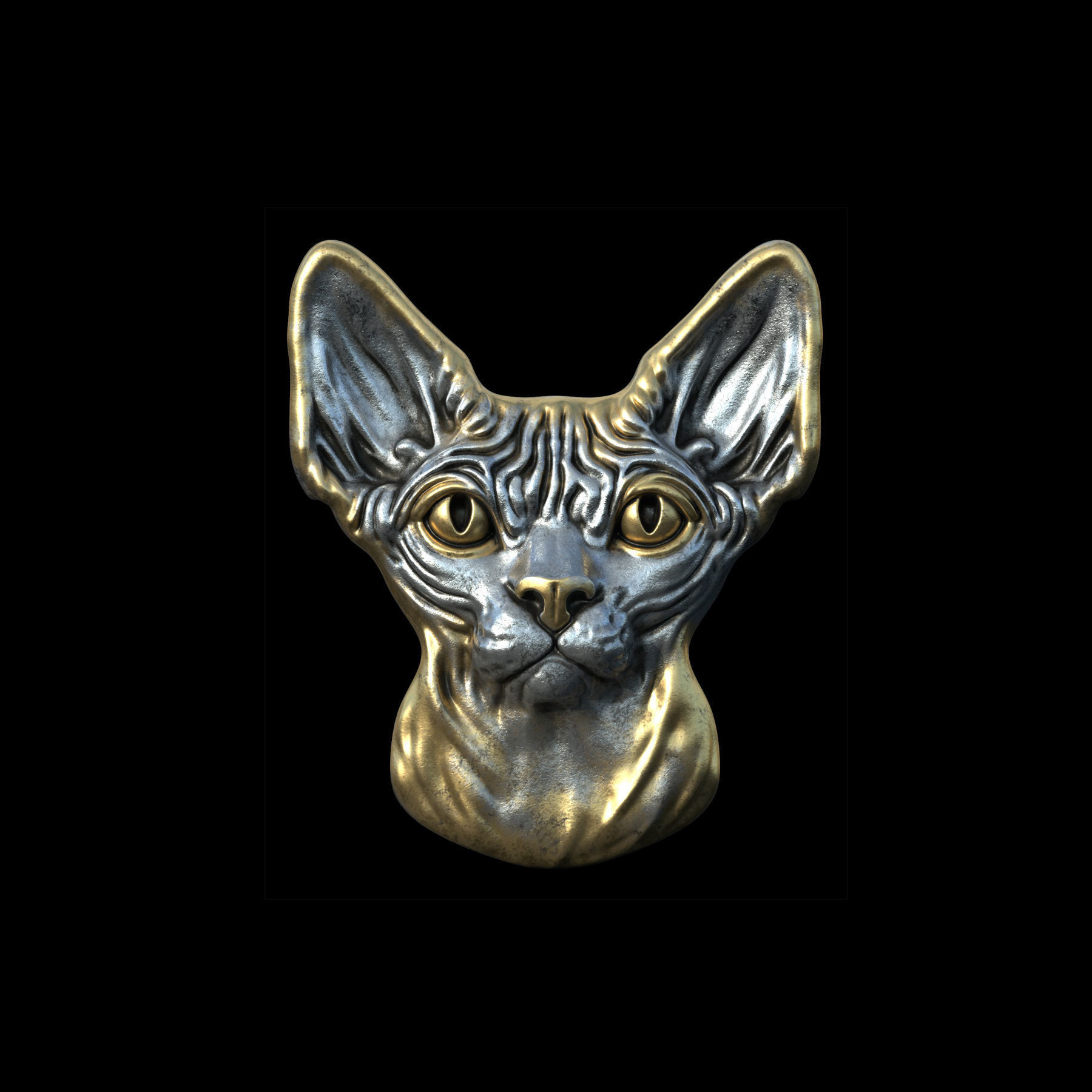 sphinx head element jewelry art gold design printable interior decoration modern pendants 3D print model - Mito3D