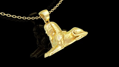 sphinx sculpture pendant jewelry gold gold printable diamond jewel jewellery gem sphinx sculpture pendant jewelry model pendants 3d print model - Mito3D
