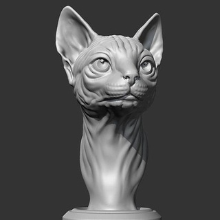 sphynx cat head am08 3d print model bust animal sculpture statue monument download figurine printer kitty miniature miniatures art sculptures 3d print model - Mito3D